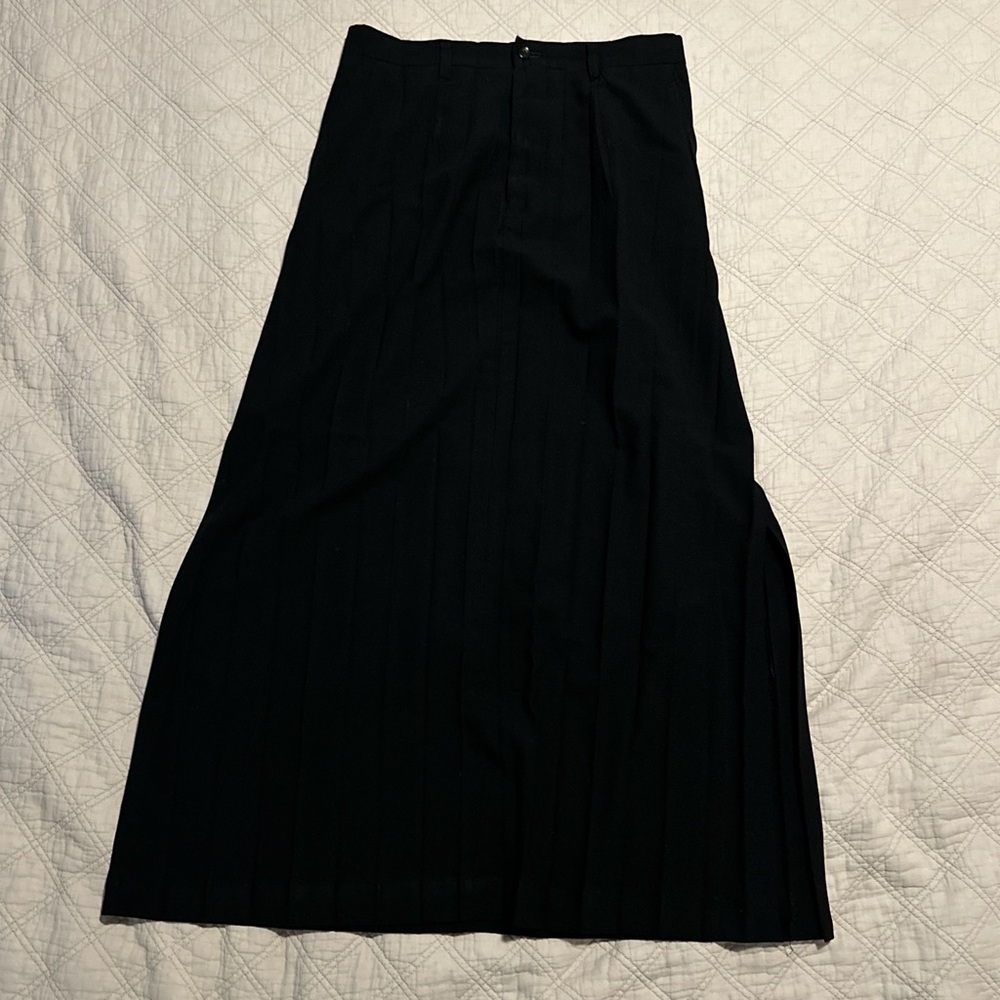 issey miyake vintage designer 90s black high waisted pleated maxi skirt